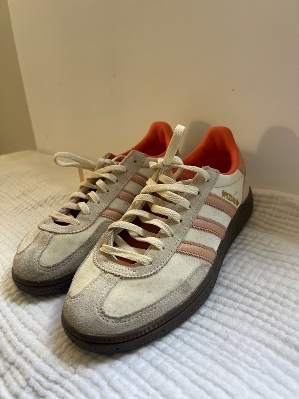 Adidas Handball Spezial Cream and Peach Suede Sneakers - Picture 5 of 7
